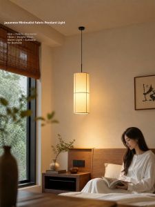 Simple Japanese Zen Style Cloth Shade Pendant Light