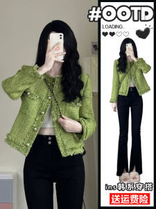 เสื้อแจ็คเก็ตผ้าขนสัตว์เนื้อนุ่มสไตล์ฝรั่งเศส ทรงเข้ารูป แขนยาว ปกติ คอตั้ง ทรงตรง ฤดูใบไม้ร่วง 2024 แฟชั่นสตรี