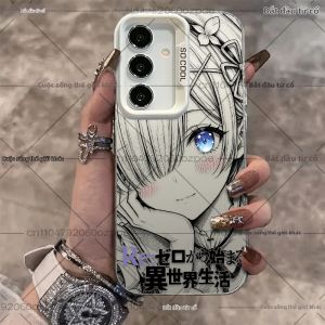 Bandai | Ốp Lưng Cứng Anime Emilia Rem RE0 Cho Samsung Galaxy S25/S26/S24/S23 Ultra/S22/S21 Plus FE A57/A37/A17/A07 - Thiết Kế Cô Gái Dễ Thương Chống Xước Chống Bụi