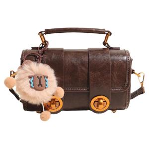 Fashionable Retro Small Crossbody Bag Womens Handbag Versatile Autumn Winter Handheld Square Bag Soft Handle Zipper Closure
