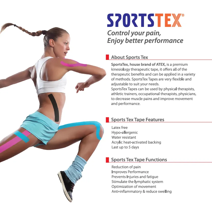 SportsTex Premium Cotton Kinesiology Athletic Tape for Sports