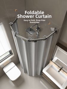 WEILAISHI | Wet Dry Separation Arc Foldable Waterproof Bathroom Curtain No-Drilling Bar