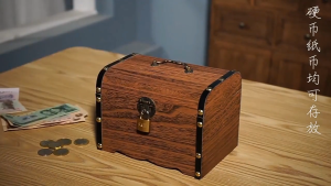 CANAMEK 1 Set Vintage Treasure Storage Box Wooden Treasure Chest With Lock Piggy Bank Organizer Saving Box Case For Home Decoration