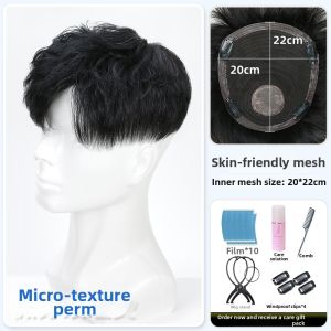 JIANGFASHIJIA | Invisible Patching Hair Piece for Men Short Curly Hair