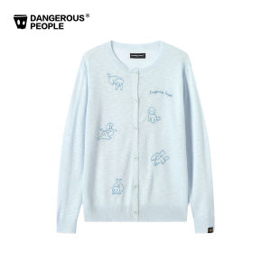 dangerouspeople | Embroidered Laid-back Feeling Knitted Cardigan