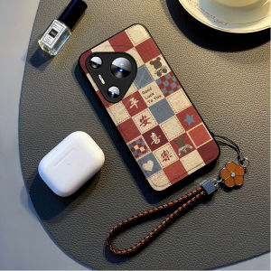 Huawei Pura70 pro Ultra Protective Silicone Case Womens Style Full Cover Cloth Texture Lanyard Trendy Brand Anti-Fall Design
