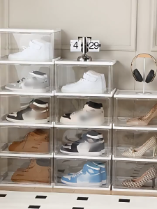 Kotak Rak Sepatu Susun 6 Pintu Transparan – Penyimpanan Sepatu Sendal Praktis & Modern