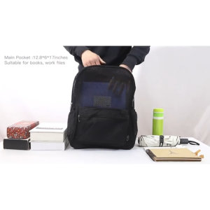 Mesh Backpack with Comfort Padded Straps Swimming Beach Mesh Book bag Black Mesh School Bag COD