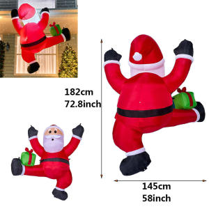 Ông Già Noel Bơm Hơi 8FT Cầm Túi Quà Giáng Sinh Trang Trí Ngoài Trời Leo Sân Nhà Trang Trí Nhựa Điện Tử