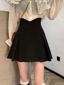 กระโปรงทรงเอเอวสูงไซส์ใหญ่ ฤดูร้อน 2024 กระโปรงสั้นทรงเอปิดขากลาง ดีไซน์เก๋ไก๋ กระโปรงสั้นผ้าฝ้ายผสมโพลีเอสเตอร์