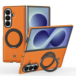 Business Sle 360 Rotating Magnetic Stand PU Leather Case for Samsung Z Fold 8 Ultra 7 6 5 4 3 Shockproof for Magsafe Slim Cover