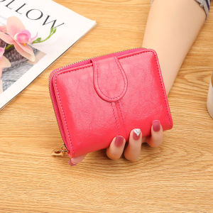 Fashion Womens Wallets Leather Short Bifold Woman  Card Holder Purse Cute Pink Girls Wallet Ladies Zipper Coin Pouch Key Bag