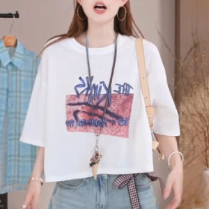 Shalldoer | Korean Style Loose Casual Short Sleeve T-Shirt Womens New Summer Fashion Age-Defying Short-Style Top Round Neck Thin Material