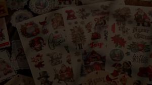 Vintage Christmas Rub-On Stickers Winter House & Santa Claus Transfer Stickers for Scrapbooking Junk Journal Craft Supplies