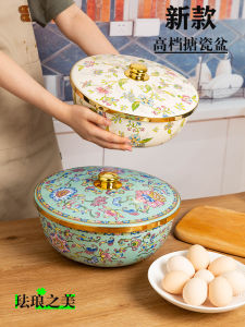 Thickened Enamel Basin with Lid Large Size Soup Basin Hot Pot Basin for Induction Cooker And Gas Stove Universal round Shape