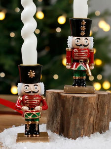 Nutcracker Candle Holder Adorable Figurine Tabletop Christmas Decor Festive Home Decoration Holiday Shelf Table Centerpiece