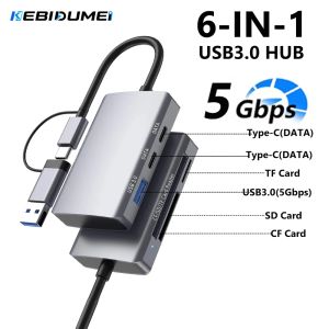 Kebidumei | KEBIDUMEI Card Reader USB 3.0 to SD TF CF Memory Card Adapter 6 in 1 Docking Station Multifunction Smart Reader For PC Laptop