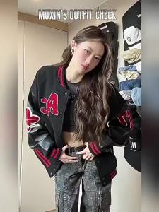 A chock | Vintage Color Block Baseball Jacket Patchwork