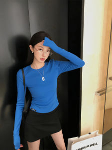 Áo Thun Dài Tay Dệt Kim Nhiều Màu Cho Nữ Mùa Thu Cổ Tròn Dáng Ôm Vừa Vặn Áo Sơ Mi Lót Bên Trong Cổ Tròn Dài Thường Ngày