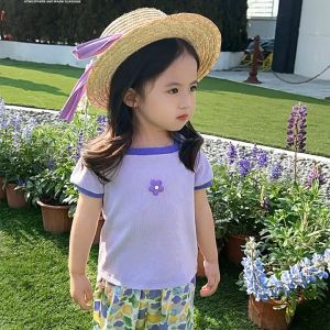 ByKiddos – Atasan Kaos Anak Perempuan Lengan Pendek Kerah Persegi Motif Buah-Buahan Lucu Gaya Korean