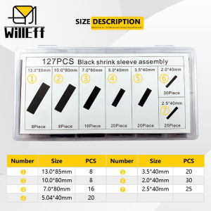 127pcs Boxed 2:1 Thermoresistant Tube Heat Shrink Wrapping Kit Assorted Wire Cable Insulation Sleeving 3:1 Heat Shrink Tube Set