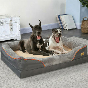 L-XXL Dog Bed Orthopedic Dog Sofa Washable Pet Couch Bed Memory Foam Mattress Calming Couch Rim Pillow ﻿