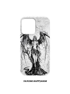 Gothic Angel Style iPhone Case Matte Anti-Fall Personalized Artistic Compatible with Apple 15 14 pro Huawei Mate 60 OPPO