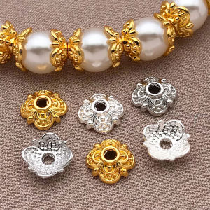 Mixed 10/15pcs 18K copper plated true golden thick silvery white golden clover flower hat DIY jewelry making accessories