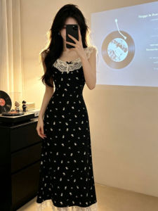 Popular Unique Gentle Style Floral Spaghetti Strap Dress