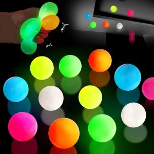 1/5/6Pcs Glow in The Dark Sticky Balls Squishy Stress Relief Toys Fun Fidget Toys Sensory Decompression Toys for Kids & Adults