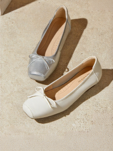Universal Bow Tie Sheepskin Single Shoes