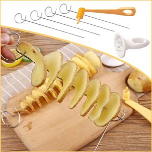 【Hot Sale】3 String Rotate Potato Slicer Spiral Potato Slice Cutter Twisted Vegetable Tools Stainless DIY Manual Creative Kitchen Gadgets