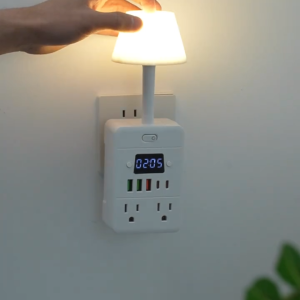 CHIEFWAY Surge Protection Socket Extender with USB/Type-C Ports Adjustable Night Lamp Wall Charger PlugPower Strip