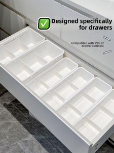 Expandable Cosmetic Storage Box Drawer Organizer Desktop Makeup Tray Lipstick Separator Plastic Rectangular Box for Home Use