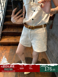 Ouyang Short Pants Womens Summer New Cool Feeling Linen Casual Pants High Waist Slim A-Line Hot Pants Casual Straight Leg Pants