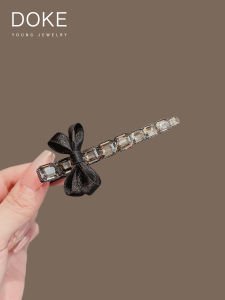 Large Size Fabric Butterfly Knot Rhinestone Hair Clip Womens New Style Side Duckbill Hair Clip Atmosphere Sense Fringe Hair Clip