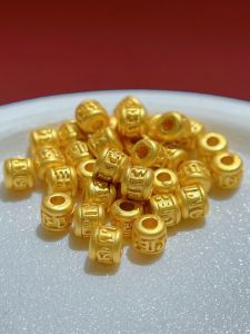 S925 เงินแท้ 925 ชุบทอง ลูกปัดขนาดใหญ่สำหรับทำเครื่องประดับ DIY ลูกปัดหกตัวจริง ลูกปัดถัง ลูกปัดเชือก ลูกปัดหกตัวจริง