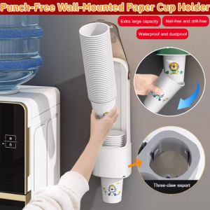 Wall-Mounted Punch-Free Disposable Automatic Cup Holder for Water Dispenser For Home Organizer Plastic Cup Holder