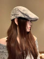 American Retro Apocalyptic Style Women's Beret Hat Spring Summer Versatile Face Slimming Backward Cap Flat Top Casual Hat. 