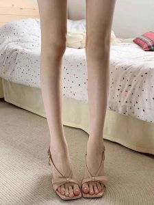 Elegant French Style Knot High Heels Sandals Womens Summer Fashion Sense Match Skirts Low Help PU Material Butterfly Knot