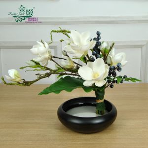 High Quality Artificial Magnolia Flowers Hotel Floral Artifacts New Chinese Japanese Style Table Centerpieces Silk Flowers