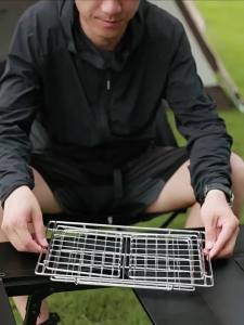 Outdoor camping stainless steel folding drain basket with IGT table1 unit vegetable basket storage rack multifunctional
