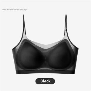 Ice Silk Wireless Sports Bra Ultra-Thin Vest Style Womens Underwear Breathable Seamless Strapless Backless Full Cup Bra