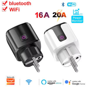 Work With Tuya Smart EU Plug WiFi 20A Socket With Power Monitoring Timer Child Lock Outlet Google Home Alice Smart Things Alexa