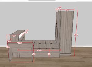 Storage bed frame with table and wardrobe customize singapore/bed room design /max storage space/storage bed customize singapore