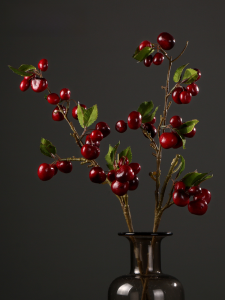 Florist Plastic Flower Fake Fruit Cherry Decorative Single Stem Living Room Floor Standing Fruit Decorative Home Decoration