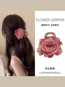 Handmade Rose Hair Clip New Chinese Style Fresh Outburst Spring Summer Atmosphere Half up Flowers Hair Card Luxury Feeling Hair Accessories