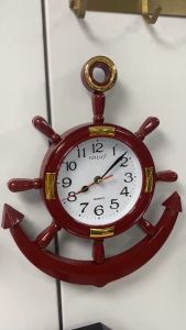 Đồng hồ treo tường mỏ neo giả gỗ F2 - Tặng kèm pin và Móc Treo