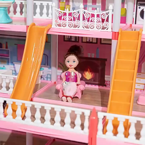 ปราสาทเจ้าหญิงบ้านตุ๊กตาของเล่นเด็กชุดปราสาทเจ้าหญิงมีระเบียงพร้อมเฟอร์นิเจอร์ The Princess Villaของขวัญวันเด็กของขวัญวันเกิด