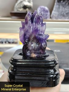 Natural Finest Amethyst Fox Fairy Carving Ornament AFF11